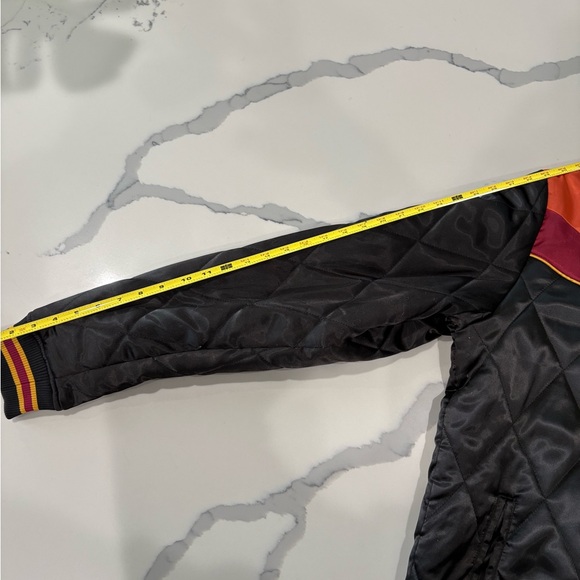 Classic Rock Couture Black Rising Sun Bomber Jacket Quilted Satin 70s - Picture 7 of 8